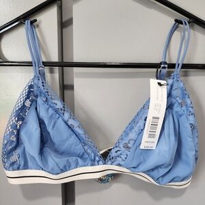 Jasmine & Ginger Blue Lace Bralette, M, NWT